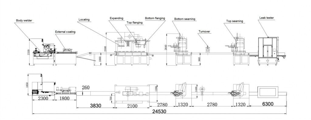 Small rectangular can line sketch layout
